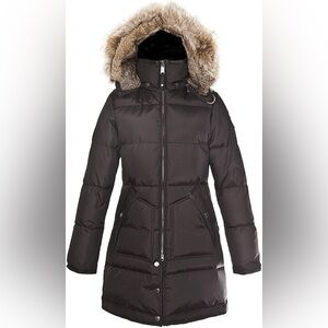 Pajar Canada goose black down fur hood women’s winter long parka jacket Sz S
